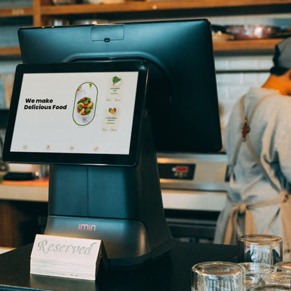 iMin D4-504 - Terminal POS Android con doble pantalla e impresora 80 mm