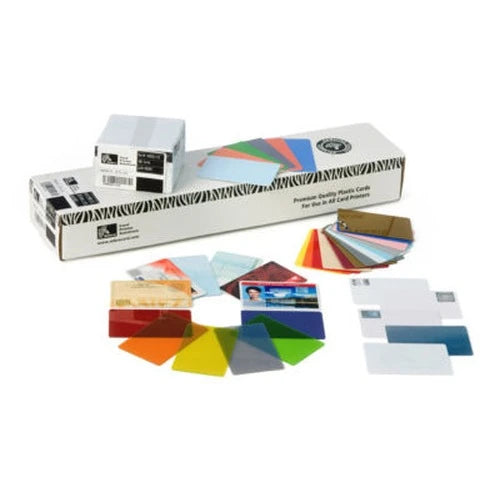 Caja de 500 tarjetas PVC blancas Zebra Premier CR80