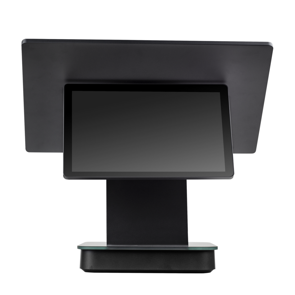 Terminal POS AON ALLDROID-350 con doble pantalla, vista frontal