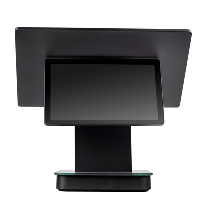 Terminal POS AON ALLDROID-350 con doble pantalla, vista frontal