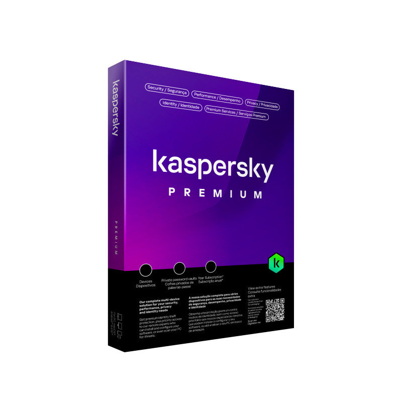 Caja de Kaspersky Premium, protección completa con soporte técnico