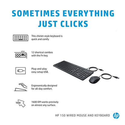 Mouse HP 150 con cable USB